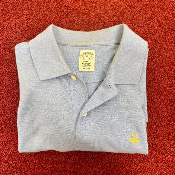 Brooks Brothers Polo Shirt Mens Size M Slim Fit Blue Gray Logo Embroidered - Picture 7 of 7